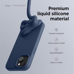 Elago Liquid Silicone for iPhone 15 Case Cover Full Body Protection, Shockproof, Slim, Anti-Scratch Soft Microfiber Lining - Jean Indigo